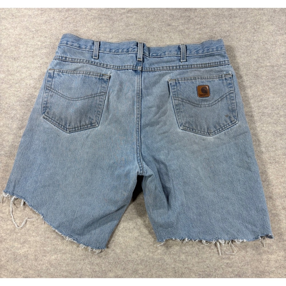 Vintage Carhartt Mens Light Wash Denim Cut Off Shorts Jorts Distressed W38